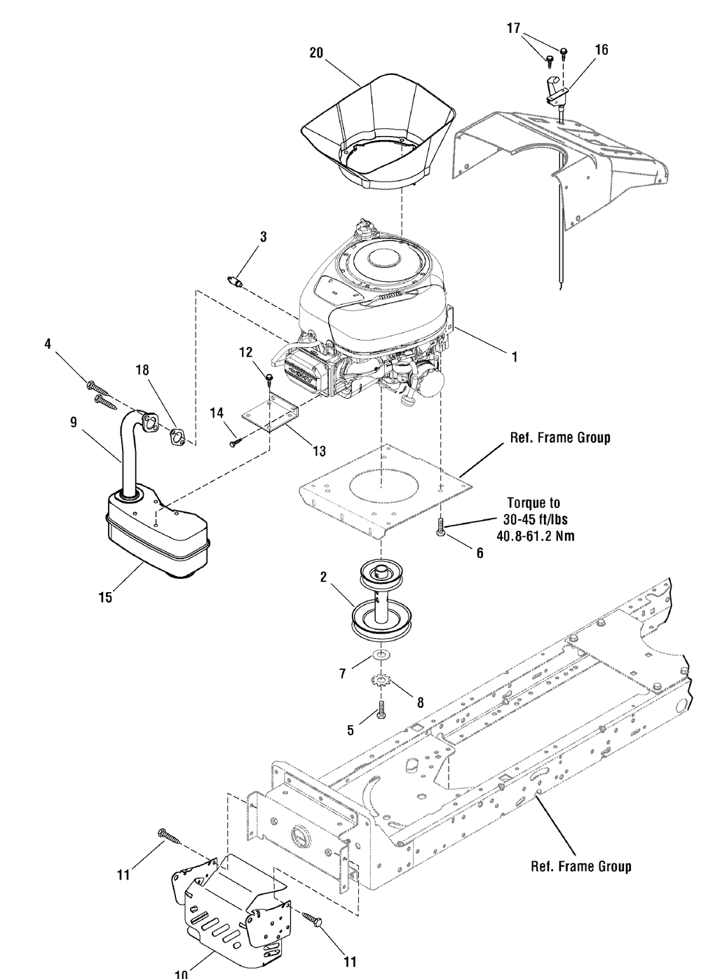 Engine Group - 15.5hp Briggs And Stratton (7501452) Diagram and Parts List for 7800162E-ELT155420 2010 Briggs and Stratton Lawn Tractor